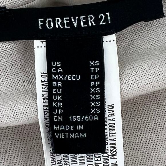 FOREVER 21 Linen Blend Faux Wrap Skirt Side Tie  XS Neutral Minimalist Preppy - Picture 6 of 7